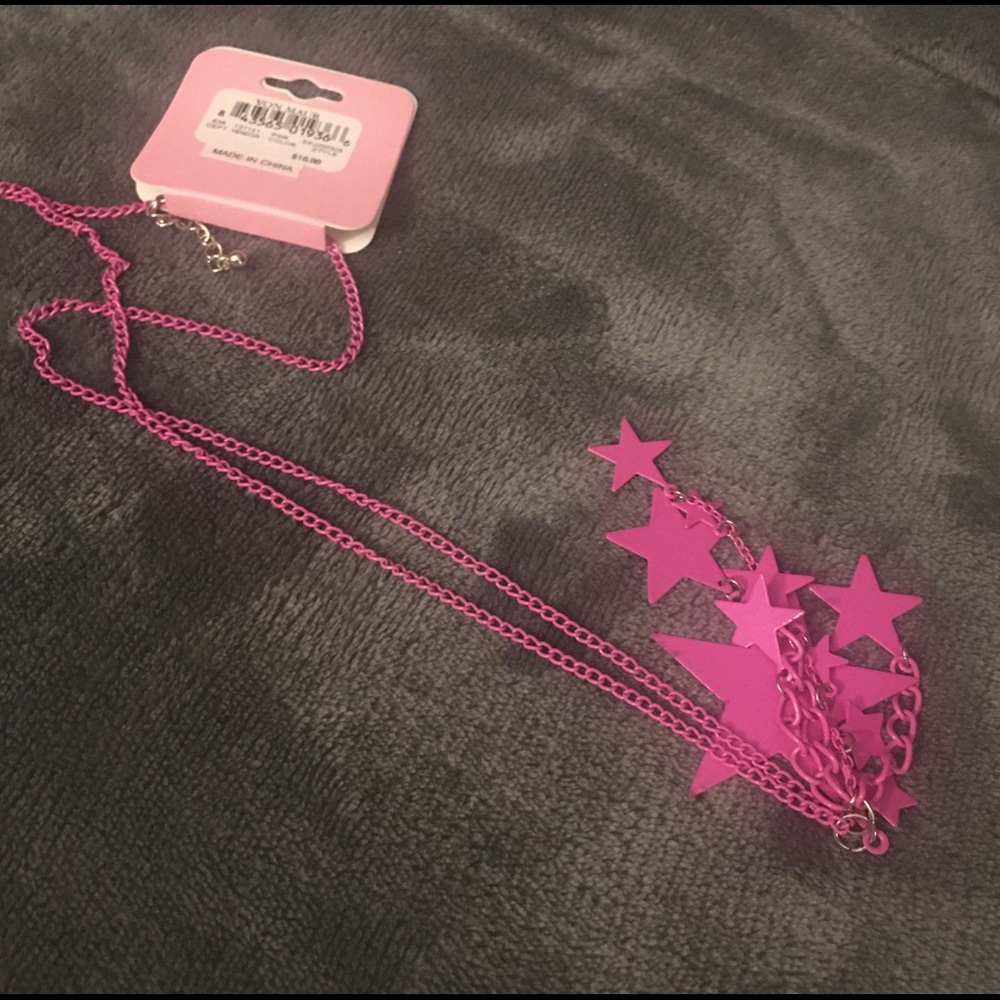 New! Sarina Pink Star Necklace 24”